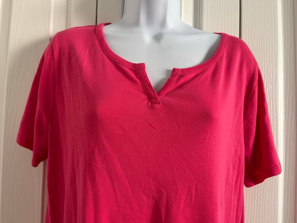 Chico's Red Notched Neck Cotton Short Sleeve Tee Size 2 Style 570326547